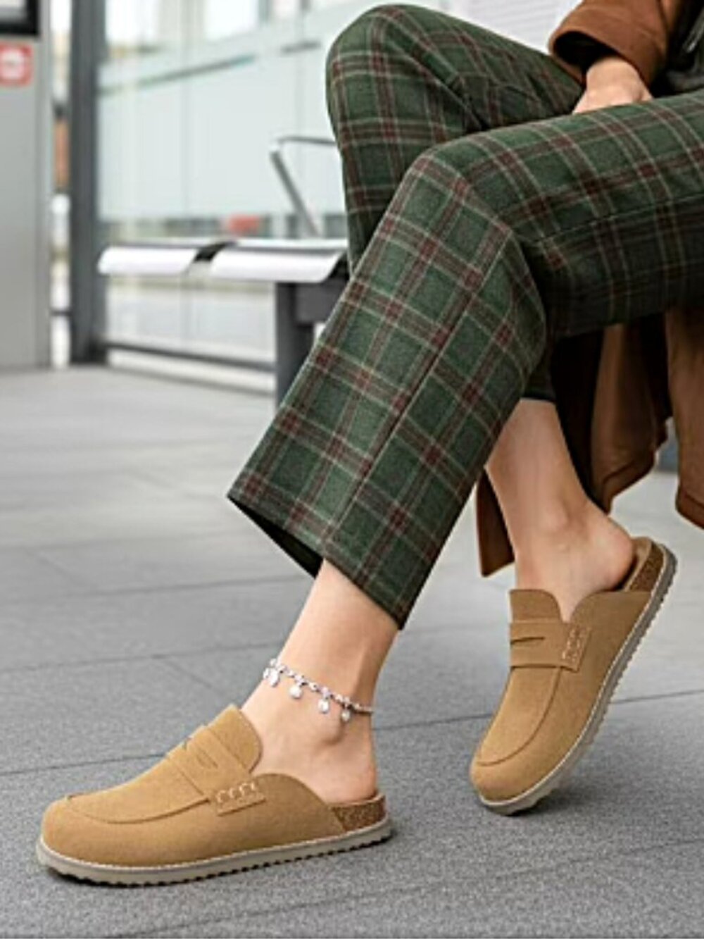 CUSHIONAIRE Suede Zola Slip On Penny Loafer with Memory Foam, Cork Footbed